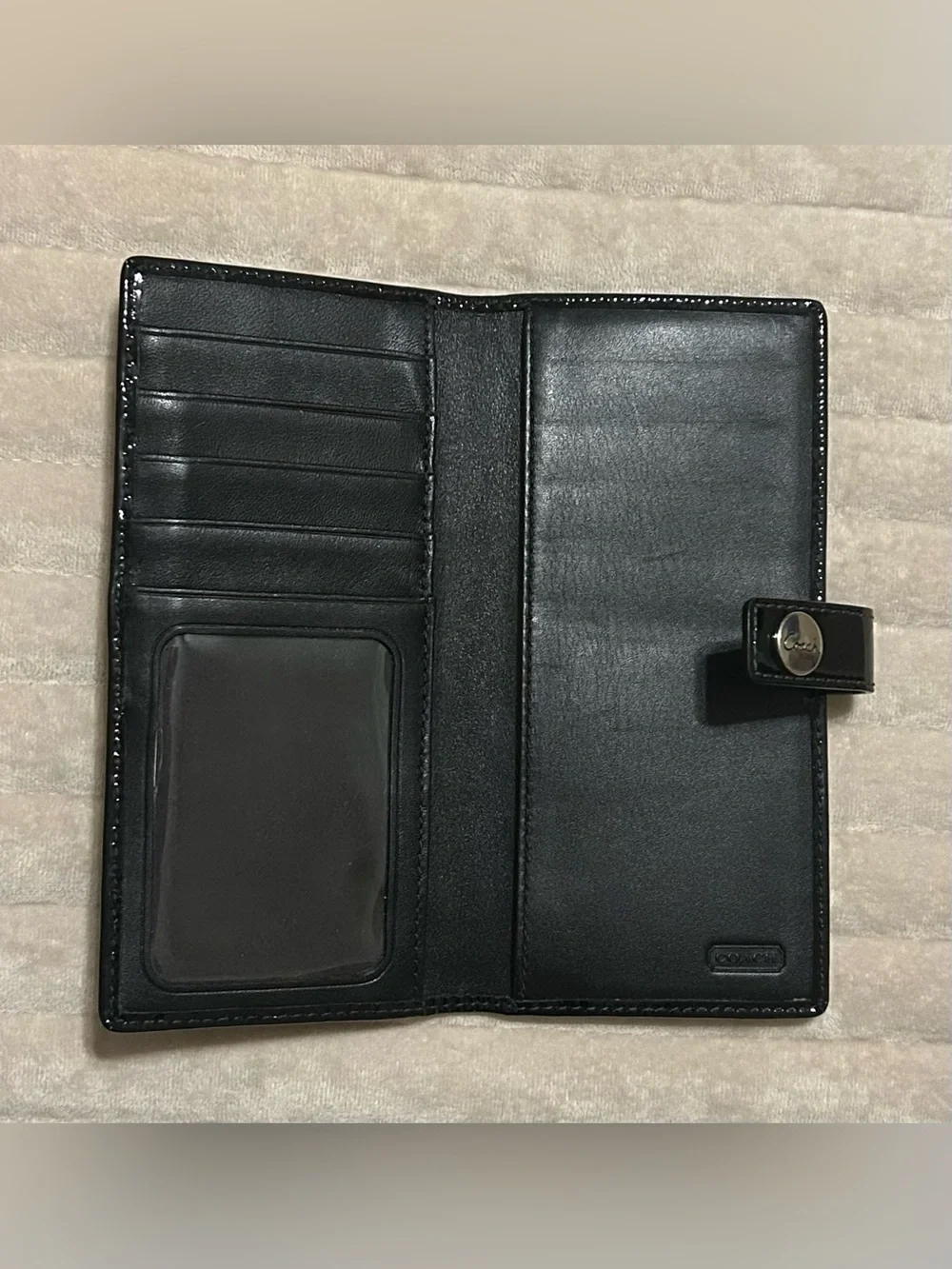 Coach Black Signature Jacquard Wallet Case with Snap Tab